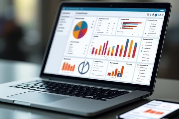 Dashboard de software empresarial mostrando métricas de eficiencia